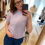 Pull en cachemire brossé duveteux à manches courtes B318095 - Lilas - IKKS WOMEN