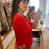 Pull manches courte papillon en lin Brune - Homard - DES PETITS HAUTS