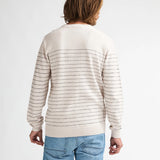 Pull col rond rayé en maille fine Chiltepin - Sable - PETROL INDUSTRIES HOMME