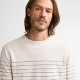 Pull col rond rayé en maille fine Chiltepin - Sable - PETROL INDUSTRIES HOMME