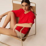 Pull manches courte papillon en lin Brune - Homard - DES PETITS HAUTS