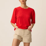 Pull manches courte papillon en lin Brune - Homard - DES PETITS HAUTS