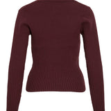 Pull polo côtelé bordeaux VILA Vimedusi vue de dos
