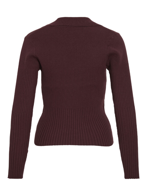 Pull polo côtelé bordeaux VILA Vimedusi vue de dos