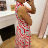 Robe longue sans manches ceinturée à motifs géométriques - Blanc - LOLA ESPELETA