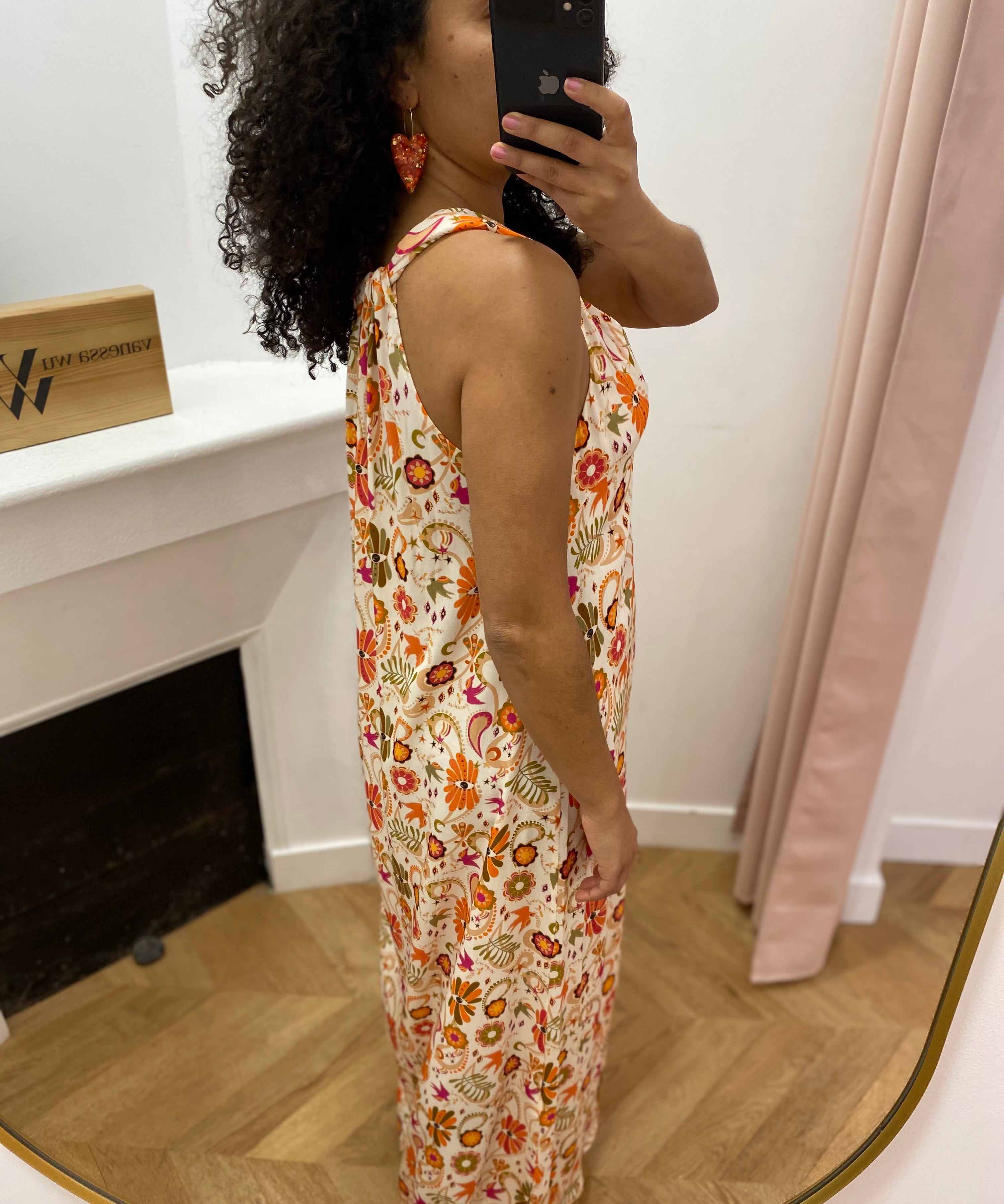 Robe longue sans manches à motif floral Eso - Ecru - LOLA ESPELETA