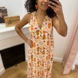 Robe longue sans manches à motif floral Eso - Ecru - LOLA ESPELETA