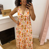Robe longue sans manches à motif floral Eso - Ecru - LOLA ESPELETA