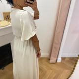 Robe longue manches évasée ceinturée - Jasmin - LOLA ESPELETA