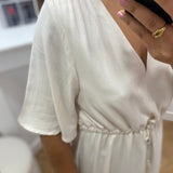 Robe longue manches évasée ceinturée - Jasmin - LOLA ESPELETA