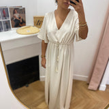 Robe longue manches évasée ceinturée - Jasmin - LOLA ESPELETA