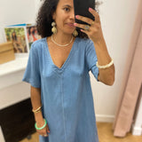 Robe fluide effet denim clair – Bleu - Lola Espeleta