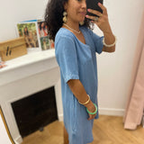 Robe fluide effet denim clair – Bleu - Lola Espeleta