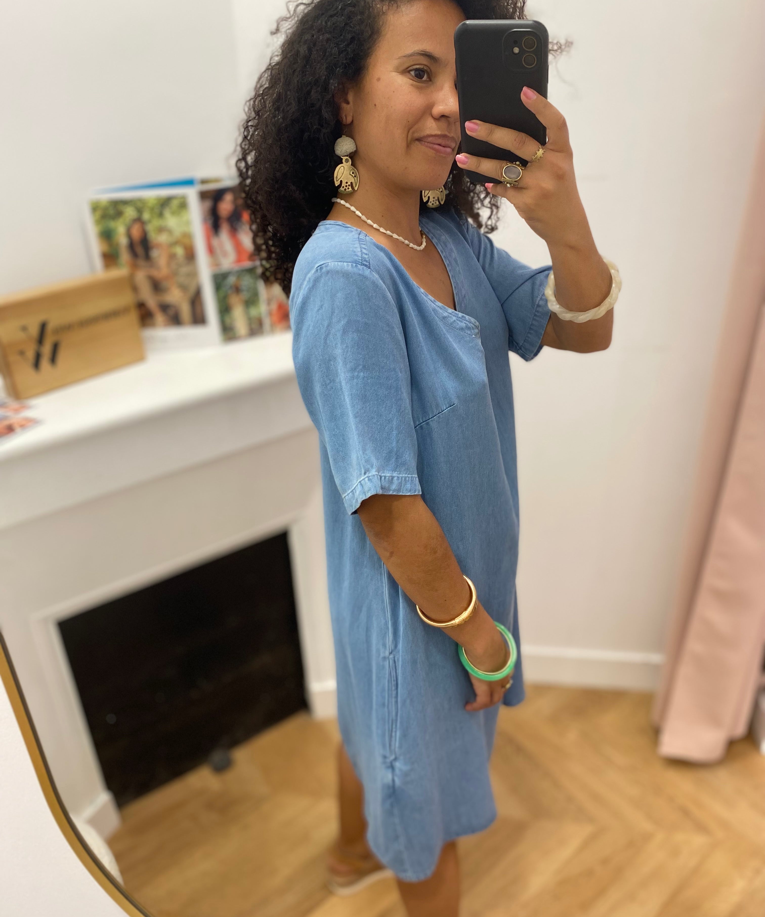 Robe fluide effet denim clair – Bleu - Lola Espeleta