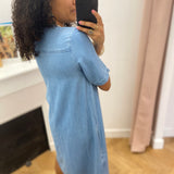Robe fluide effet denim clair – Bleu - Lola Espeleta