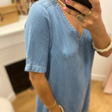 Robe fluide effet denim clair – Bleu - Lola Espeleta