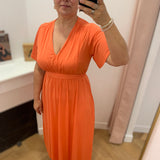 Robe longue ceinturée manches évasées - Corail - LOLA ESPLETA