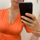 Robe longue ceinturée manches évasées - Corail - LOLA ESPLETA