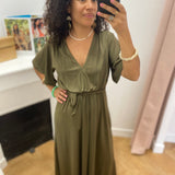 Robe longue fluide ceinturée - Kaki - LOLA ESPELETA