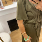 Robe longue fluide ceinturée - Kaki - LOLA ESPELETA