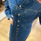 Robe chemise longue en jean Loreen - Stone - DES PETITS HAUTS