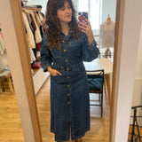 Robe chemise longue en jean Loreen - Stone - DES PETITS HAUTS