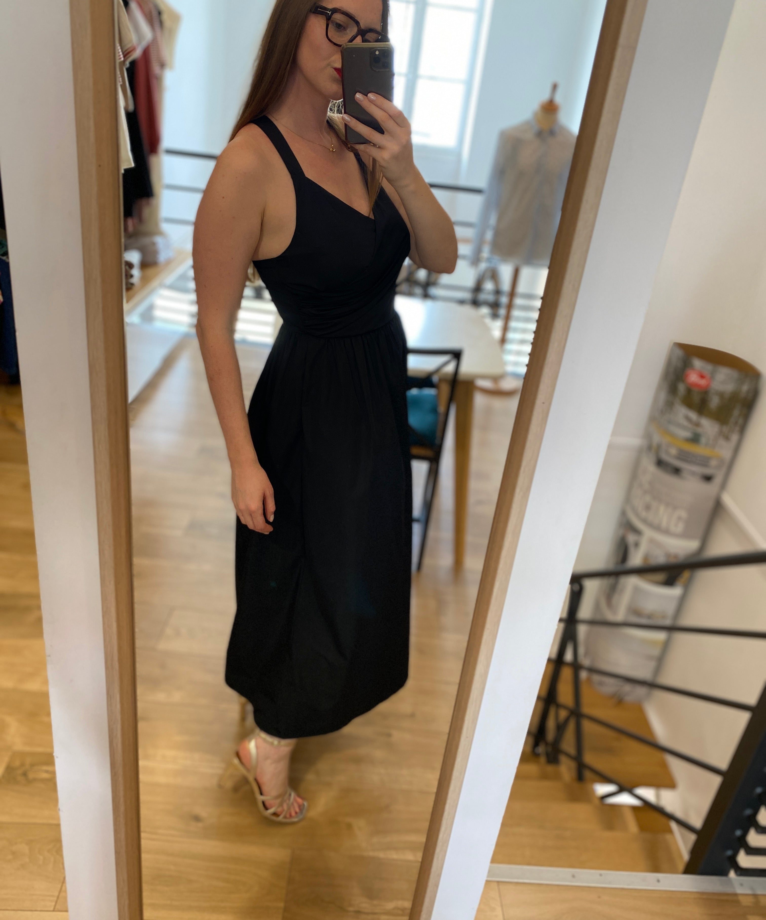 Robe chic en taffetas à bretelles croisées B330535 - Noire - IKKS WOMEN
