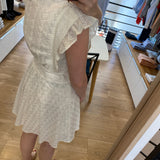Robe courte boutonnée taille smockée Cybille - Blanc cassé - SUNCOO
