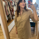 Robe courte chemise en lin Tarmore - Sable - SUN VALLEY FEMME