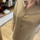 Robe courte chemise en lin Tarmore - Sable - SUN VALLEY FEMME