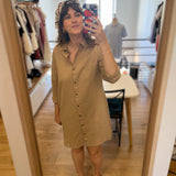 Robe courte chemise en lin Tarmore - Sable - SUN VALLEY FEMME