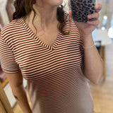 Robe courte droite rayée Teilay - Argile rouge - SUN VALLEY FEMME