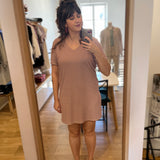 Robe courte droite rayée Teilay - Argile rouge - SUN VALLEY FEMME