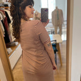 Robe courte droite rayée Teilay - Argile rouge - SUN VALLEY FEMME