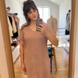 Robe courte droite rayée Teilay - Argile rouge - SUN VALLEY FEMME