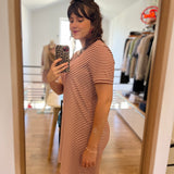 Robe courte droite rayée Teilay - Argile rouge - SUN VALLEY FEMME