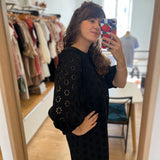 Robe courte en broderie anglaise florale Sophocle - Noir - DES PETITS HAUTS