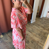 Myla Short Palm Print Dress - Pink Grapefruit - FABIENNE CHAPOT