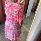 Myla Short Palm Print Dress - Pink Grapefruit - FABIENNE CHAPOT