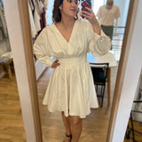 Robe courte plissée en popeline de coton B330215 - Ecru - IKKS WOMEN