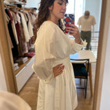 Robe courte plissée en popeline de coton B330215 - Ecru - IKKS WOMEN