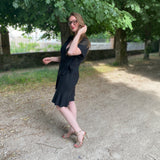 Robe courte portefeuille à volant B330185 - Noire - IKKS WOMEN