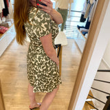 Robe courte portefeuille imprimée à nouer B330795 - Kaki - IKKS WOMEN