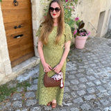 Robe de soirée longue cut-out en dentelle Herva - Vert olive - IKKS WOMEN