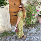 Robe de soirée longue cut-out en dentelle Herva - Vert olive - IKKS WOMEN