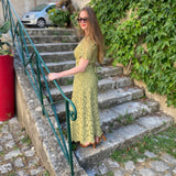 Robe de soirée longue cut-out en dentelle Herva - Vert olive - IKKS WOMEN