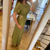 Robe de soirée longue cut-out en dentelle Herva - Vert olive - IKKS WOMEN