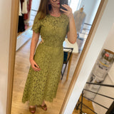Robe de soirée longue cut-out en dentelle Herva - Vert olive - IKKS WOMEN