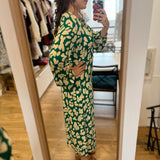 Robe fluide boutonnée sur le devant fleurie Ana - Vert - FABIENNE CHAPOT