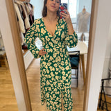 Robe fluide boutonnée sur le devant fleurie Ana - Vert - FABIENNE CHAPOT